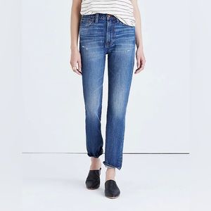 Madewell High-Rise Straight Jeans in Medium Indigo Blue